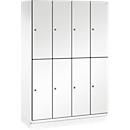 C+P Double-store locker Cambio, 4 vakken, 8 vakken, met plint, B 1200 x D 525 x H 1980 mm, verkeerswit/wit