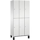 C+P Double-tier locker Cambio, 3 vakken, 6 legborden, op poten, B 900 x D 525 x H 1980 mm, lichtgrijs