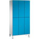 C+P Double-tier locker Cambio, 3 vakken, 6 legborden, op poten, B 900 x D 525 x H 1980 mm, lichtgrijs/lichtblauw