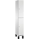 C+P Dubbele kast Cambio, 1 vak, 2 vakken, op poten, B 300 x D 525 x H 1980 mm, lichtgrijs