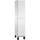 C+P Dubbele kast Cambio, 1 vak, 2 vakken, op poten, B 400 x D 525 x H 1980 mm, lichtgrijs