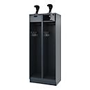 C+P Evolo fire department locker, PRAKTUS model, 2 compartments, H 1950 x W 800 x D 500 mm, plinth, anthracite gray RAL 7016