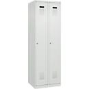 C+P Evolo Plus kledingkast, 2 vakken, rechts scharnierend, cilinderslot, soft-close, B 600 x D 500 x H 1850 mm, lichtgrijs/lichtgrijs
