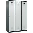 C+P Evolo Plus kledingkast, 3 vakken, 400 mm breed, cilinderslot, soft-close, B 1.200 x D 500 x H 1.850 m, antracietgrijs/lichtgrijs