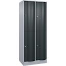 C+P Garderobekast Resisto, 2 vakken, 4 legborden, B 772 x D 640 x H 1950 mm, blank aluminium/antracietgrijs