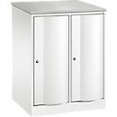 C+P Garderobenschrank Resisto, 2 Abteile, 2 Fächer, B 772 x T 640 x H 1077 mm, Verkehrsweiß