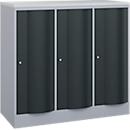 C+P Garderobenschrank Resisto, 3 Abteile, 3 Fächer, B 1148 x T 540 x H 1077 mm, Weißalu/Anthrazitgrau