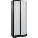 C+P Garderobenspind Resisto, 2 Abteile, 4 Fächer, B 772 x T 540 x H 1950 mm, Anthrazitgrau/Lichtgrau