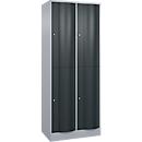 C+P Garderobenspind Resisto, 2 Abteile, 4 Fächer, B 772 x T 540 x H 1950 mm, Weißalu/Anthrazitgrau