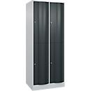 C+P Garderobenspind Resisto, 2 Abteile, 4 Fächer, B 772 x T 640 x H 1950 mm, Lichtgrau/Anthrazitgrau