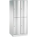C+P Garderobenspind Resisto, 2 Abteile, 4 Fächer, B 772 x T 640 x H 1950 mm, Lichtgrau/Lichtgrau