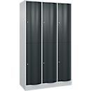 C+P Garderobenspind Resisto, 3 Abteile, 6 Fächer, B 1148 x T 540 x H 1950 mm, Lichtgrau/Anthrazitgrau