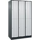 C+P Garderobenspind Resisto, 3 Abteile, 6 Fächer, B 1148 x T 640 x H 1950 mm, Anthrazitgrau/Lichtgrau