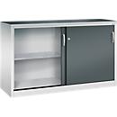 C + P gereedschapskast met schuifdeuren Acurado, B 1600 x D 500 x H 1000 mm, draagvermogen per legplank 70 kg, staal, lichtgrijs/antracietgrijs