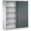 C + P gereedschapskast met schuifdeuren Acurado, B 1600 x D 600 x H 1950 mm, draagvermogen per legplank 70 kg, staal, lichtgrijs/antracietgrijs