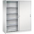 C + P gereedschapskast met schuifdeuren Acurado, B 1600 x D 600 x H 1950 mm, draagvermogen per legplank 70 kg, staal, lichtgrijs