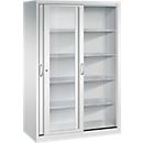 C + P gereedschapskast met schuifdeuren Acurado, met kijkvenster, B 1200 x D 600 x H 1950 mm, lichtgrijs
