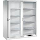 C + P gereedschapskast met schuifdeuren Acurado, met kijkvenster, B 1600 x D 600 x H 1950 mm, lichtgrijs