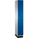 C+P Kast Cambio, 1 vak, met sokkel, B 300 x D 525 x H 1980 mm, blank aluminium/ gentiaanblauw