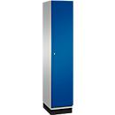 C+P Kast Cambio, 1 vak, met sokkel, B 400 x D 525 x H 1980 mm, blank aluminium/ gentiaanblauw