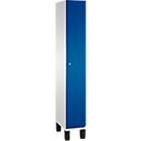 C+P Kast Cambio, 1 vak, op poten, B 300 x D 525 x H 1980 mm, lichtgrijs/gentiaanblauw