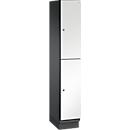 C+P Kast Cambio met twee verdiepingen, 1 vak, 2 vakken, met plint, B 300 x D 525 x H 1980 mm, zwart-grijs/wit