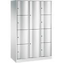 C+P Kombi-Schließfachschrank Resisto, 3 Abteile, 10 Fächer, B 1148 x T 540 x H 1950 mm, Lichtgrau