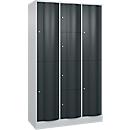 C+P Kombi-Schließfachschrank Resisto, 3 Abteile, 8 Fächer, B 1148 x T 540 x H 1950 mm, Lichtgrau/Anthrazitgrau