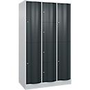 C+P Kombi-Schließfachschrank Resisto, 3 Abteile, 8 Fächer, B 1148 x T 640 x H 1950 mm, Lichtgrau/Anthrazitgrau