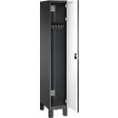 C+P locker Cambio, 1 vak, op poten, B 300 x D 525 x H 1980 mm, zwart-grijs/wit
