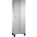 C+P locker Cambio, 2 vakken, op poten, B 600 x D 525 x H 1980 mm, blank aluminium/ gentiaanblauw