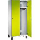C+P locker Cambio, 2 vakken, op poten, B 800 x D 525 x H 1980 mm, lichtgrijs/kleedgroen