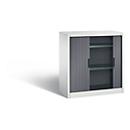 C + P Omnispace roller shutter cabinet, 2 OH, lockable, W 1000 x D 420 x H 1030 mm, steel, light gray/black gray