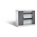 C + P Omnispace roller shutter cabinet, 2 OH, lockable, W 1200 x D 420 x H 1030 mm, steel/plastic, light gray/black gray