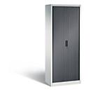 C + P Omnispace roller shutter cabinet, 5 OH, lockable, W 800 x D 420 x H 1980 mm, steel/plastic, light gray/black gray