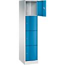 C+P Resisto lockerkast, 1 vak, 4 vakken, B 396 x D 540 x H 1950 mm, lichtgrijs/ruwe rood