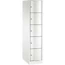 C+P Resisto lockerkast, 1 vak, 5 vakken, B 396 x D 640 x H 1950 mm, verkeerswit