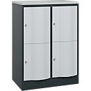 C+P Resisto lockerkast, 2 vakken, 4 legborden, B 772 x D 540 x H 1077 mm, antracietgrijs/lichtgrijs