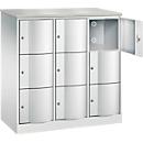 C+P Resisto lockerkast, 3 vakken, 9 vakken, B 1148 x D 540 x H 1255 mm, lichtgrijs/ gentiaanblauw