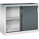 C + P Schiebetüren-Werkzeugschrank Acurado, B 1200 x T 500 x H 1000 mm, je Fachboden 110 kg, Stahl, lichtgrau/anthrazitgrau