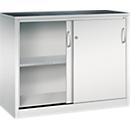 C + P Schiebetüren-Werkzeugschrank Acurado, B 1200 x T 500 x H 1000 mm, je Fachboden 70 kg, Stahl, lichtgrau