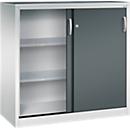 C + P Schiebetüren-Werkzeugschrank Acurado, B 1200 x T 500 x H 1200 mm, je Fachboden 70 kg, Stahl, lichtgrau/anthrazitgrau