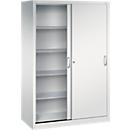 C + P Schiebetüren-Werkzeugschrank Acurado, B 1200 x T 600 x H 1950 mm, je Fachboden 70 kg, Stahl, lichtgrau