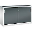 C + P Schiebetüren-Werkzeugschrank Acurado, B 1600 x T 500 x H 1000 mm, je Fachboden 110 kg, Stahl, lichtgrau/anthrazitgrau