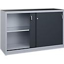 C + P Schiebetüren-Werkzeugschrank Acurado, B 1600 x T 500 x H 1000 mm, je Fachboden 110 kg, Stahl, weißaluminium/anthrazitgrau