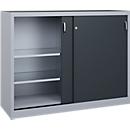 C + P Schiebetüren-Werkzeugschrank Acurado, B 1600 x T 500 x H 1200 mm, je Fachboden 70 kg, Stahl, weißaluminium/anthrazitgrau