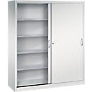 C + P Schiebetüren-Werkzeugschrank Acurado, B 1600 x T 500 x H 1950 mm, je Fachboden 70 kg, Stahl, lichtgrau