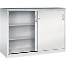 C + P Schiebetüren-Werkzeugschrank Acurado, B 1600 x T 600 x H 1200 mm, je Fachboden 70 kg, Stahl, lichtgrau