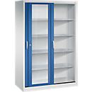 C + P Schiebetüren-Werkzeugschrank Acurado, mit Sichtfenster, B 1200 x T 600 x H 1950 mm, lichtgrau/enzianblau
