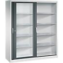 C + P Schiebetüren-Werkzeugschrank Acurado, mit Sichtfenster, B 1600 x T 500 x H 1950 mm, weißaluminium/anthrazitgrau